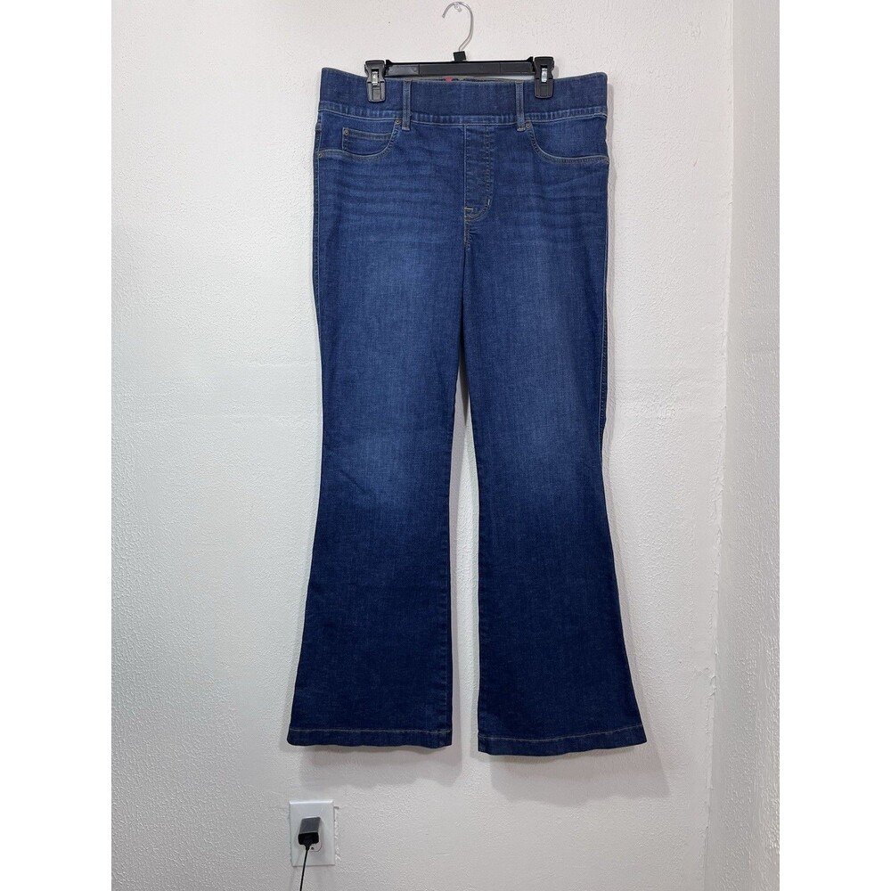 Spanx Jeans Womens Plus 1X P Blue High Rise Flared Tummy Shaping Pull On Stretch